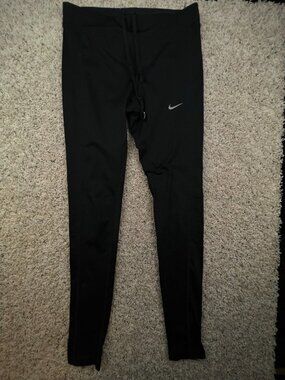 NIKE Dri-Fit Leggings Women’s Black Workout Yoga Small Stretch Elastic w Logo